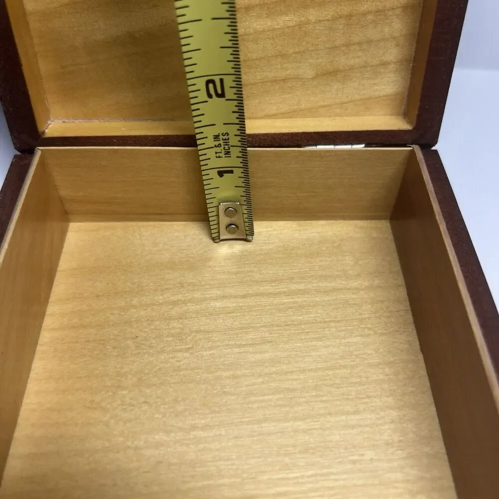 Vintage Polish Hand Carved Hot Stamped Wood Jewelry Box 4.5